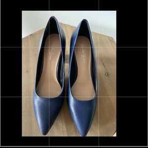 Navy Blue Pumps AMELIA GRACE SLIP-ON BUSINESS SHOE Career Professional